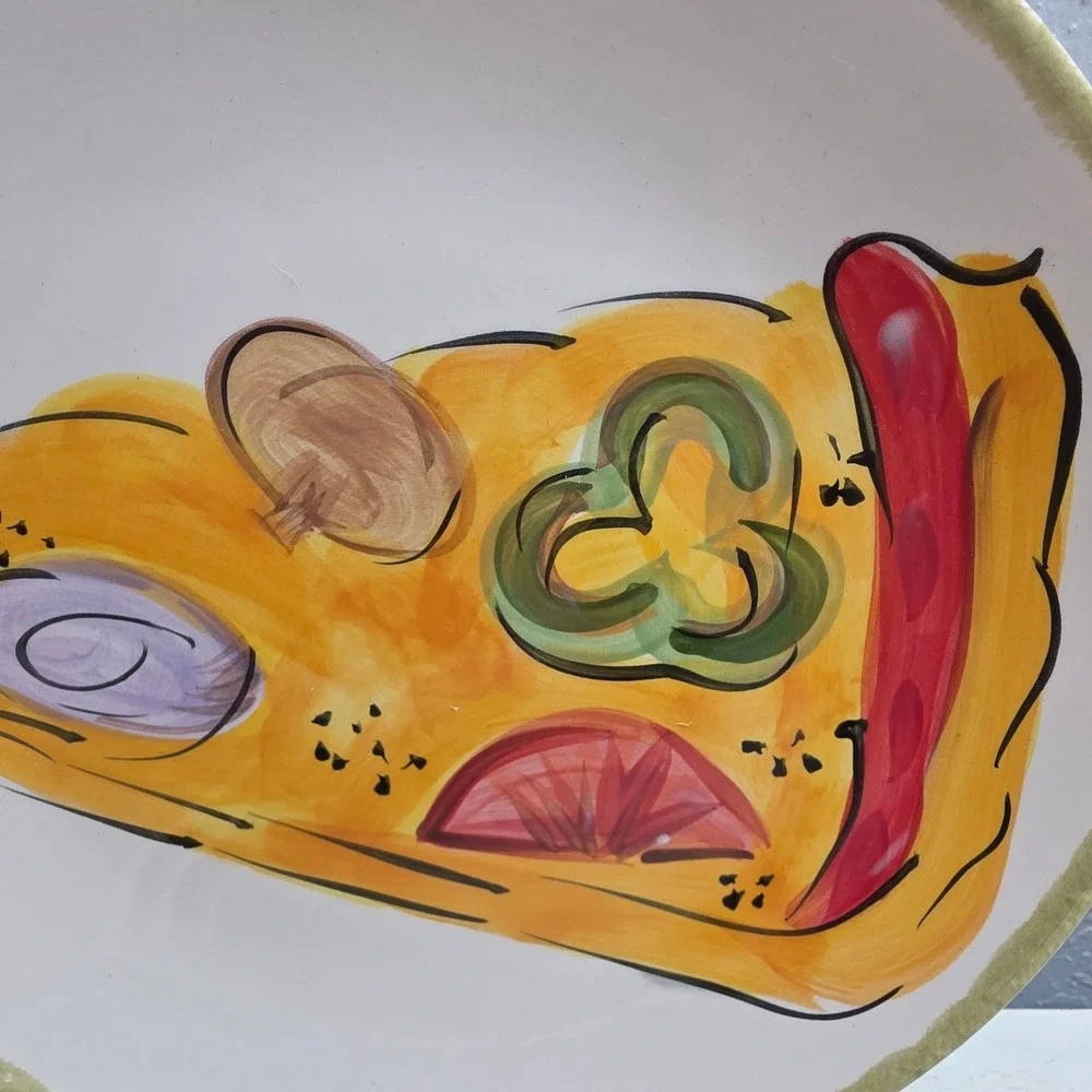 Tabletops Unlimited Kitchen Prep 201 Pizza Slice Dinner Plates Set‎ of 4 Ceramic